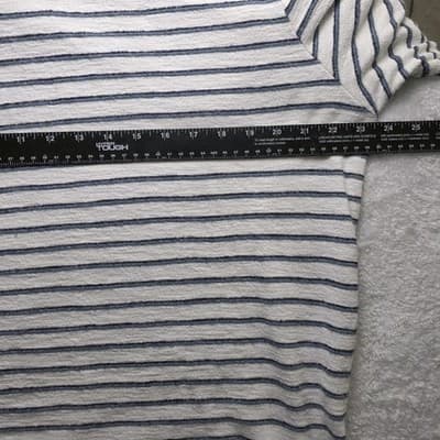 Marine Layer Men’s XL Ivory Blue Striped Long Sleeve Hoodie - Thumbnail 6