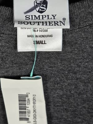 NWT Simply Southern Women's Small Gray Long Sleeve Shirt - Thumbnail 3