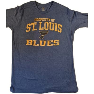 St Louis Blues Hockey Grey T-Shirt Mens Size M Long Sleeve - Image 1