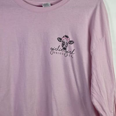 Girlie Girl Originals Women's Large Pink " Moove A Cure" Long Sleeve T-Shirt - Thumbnail 2