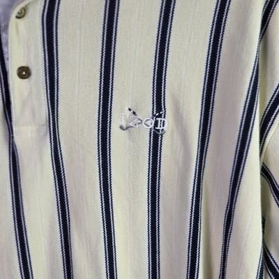 Vtg Izod Club Men's Large Yellow Striped Short Sleeve Golf Polo Shirt - Thumbnail 3