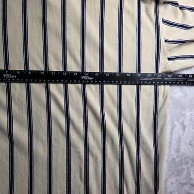 Vtg Izod Club Men's Large Yellow Striped Short Sleeve Golf Polo Shirt - Thumbnail 6