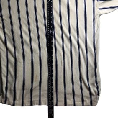 Vtg Izod Club Men's Large Yellow Striped Short Sleeve Golf Polo Shirt - Thumbnail 9