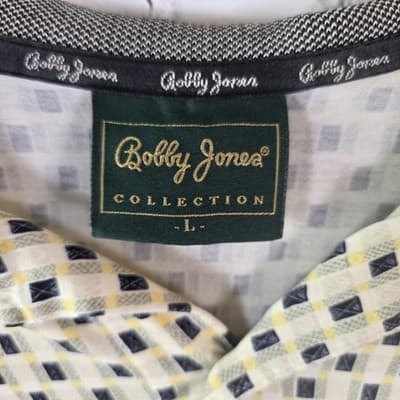 Bobby Jones Men's Large Multicolored Geometric Short Sleeve Golf Polo Shirt - Thumbnail 3