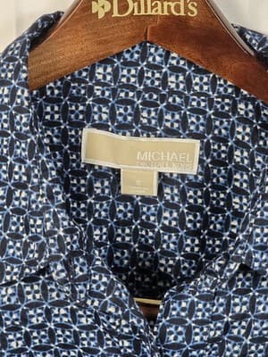 Michael Kors Size Small Blue & White Long Sleeve Blouse - Thumbnail 3