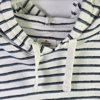 Marine Layer Men’s XL Ivory Blue Striped Long Sleeve Hoodie - Thumbnail 4