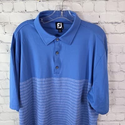 Footjoy 2022 Diamond Cup Men's XL Blue Striped Preformance S/S Polo Shirt - Thumbnail 3