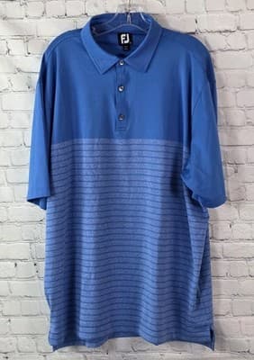 Footjoy 2022 Diamond Cup Men's XL Blue Striped Preformance S/S Polo Shirt - Thumbnail 2