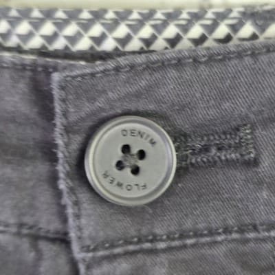 Denim And Flower Men's 32" Black Oxford Cotton Shorts - Thumbnail 2