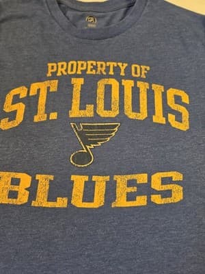 St Louis Blues Hockey Grey T-Shirt Mens Size M Long Sleeve - Thumbnail 2