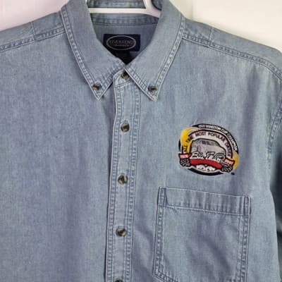 2001 Bill Elliott Winston Cup Men's Large Blue Denim Embroidered Shirt - Thumbnail 2