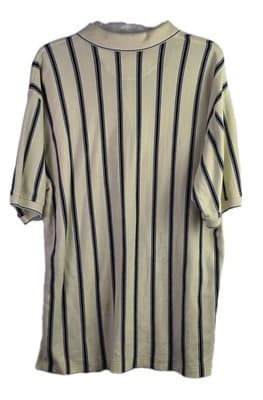 Vtg Izod Club Men's Large Yellow Striped Short Sleeve Golf Polo Shirt - Thumbnail 7