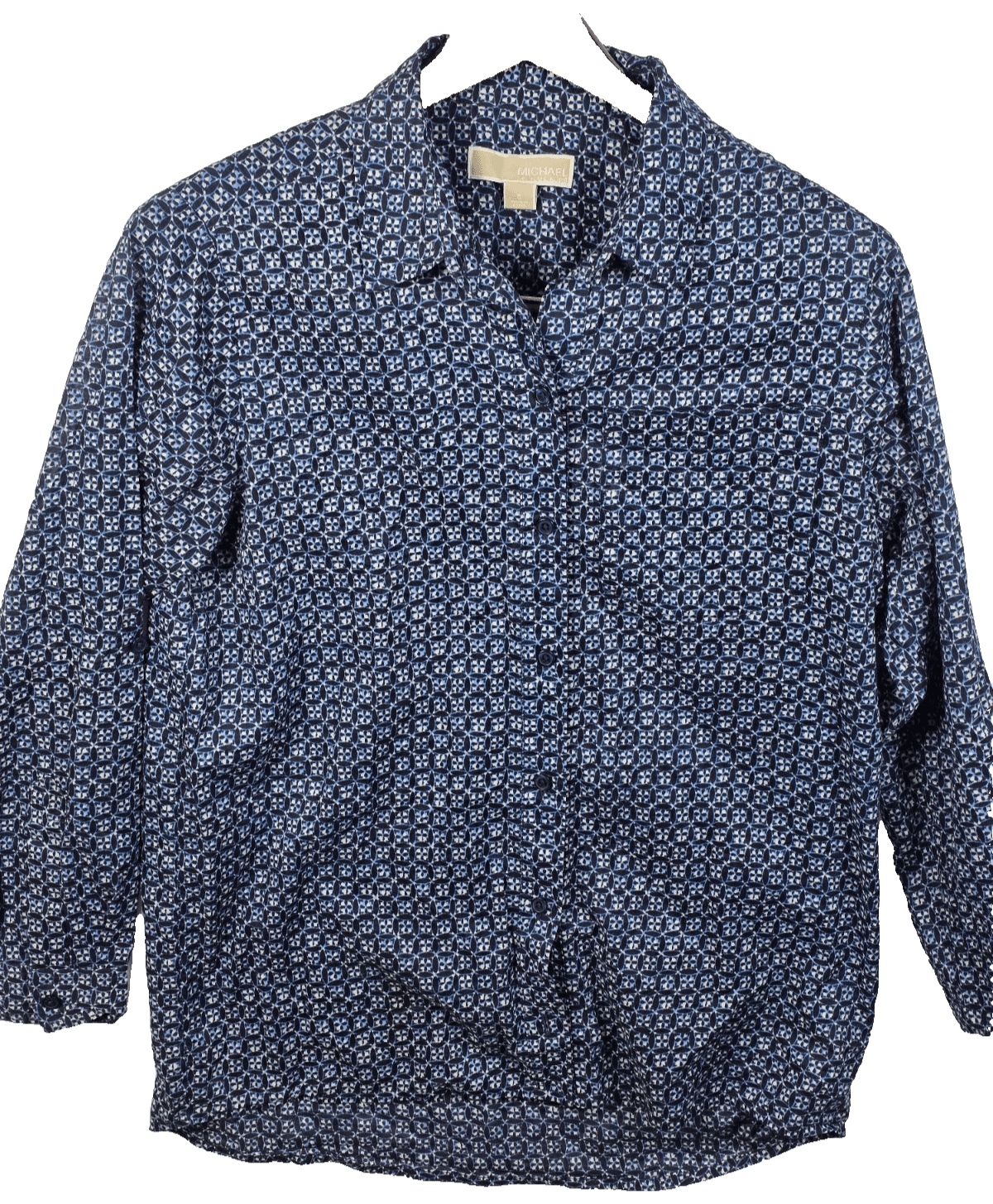 Michael Kors Size Small Blue & White Long Sleeve Blouse - Image 1