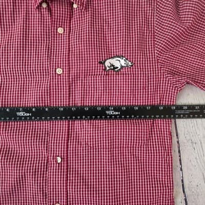 Antigua Men's Smal University of Arkansas Razorbacks S/S Plaid Button Down Shirt - Thumbnail 7
