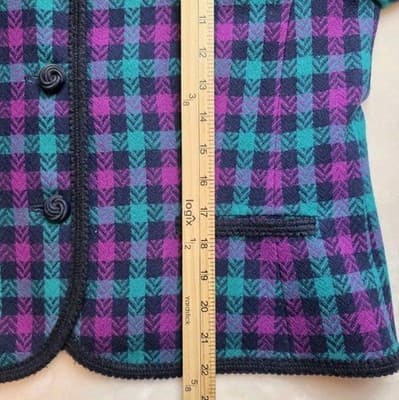 Pendleton Houndstooth Women's Size 12 Wool Blazer Usa - Thumbnail 7