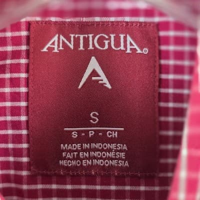 Antigua Men's Smal University of Arkansas Razorbacks S/S Plaid Button Down Shirt - Thumbnail 4