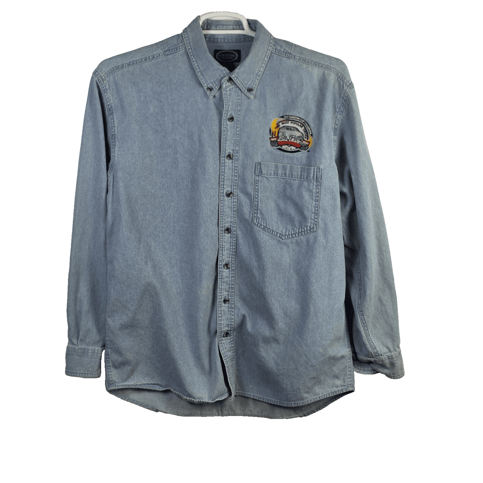 2001 Bill Elliott Winston Cup Men's Large Blue Denim Embroidered Shirt - Image 1