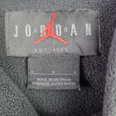 NIKE Air Jordan Hoodie Large Black Plush Fleece Jumpman Logo Sweatshirt - Thumbnail 2