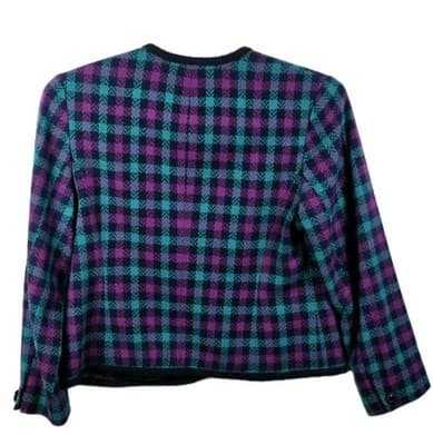 Pendleton Houndstooth Women's Size 12 Wool Blazer Usa - Thumbnail 6