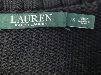 Lauren Ralph Lauren Women’s 1X Black Cable Knit Long Sleeve Cardigan Sweater - Thumbnail 3