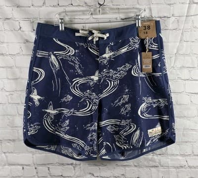 Patagonia Men's 38 Pataloha Wavefgarer Blue Fish Print Board Shorts NWT - Image 1