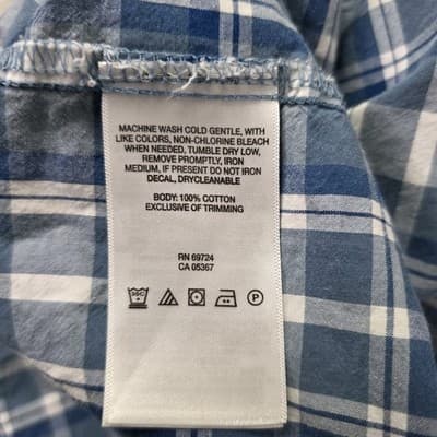 Columbia Men’s XL Blue Plaid S/S Button Up Shirt - Thumbnail 4