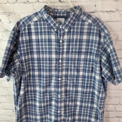 Columbia Men’s XL Blue Plaid S/S Button Up Shirt - Thumbnail 2