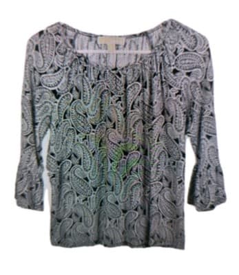 Michael Kors Women's Medium Paisley Gray & Black Blouse - Image 1