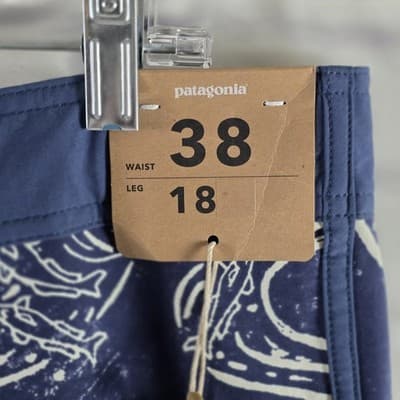 Patagonia Men's 38 Pataloha Wavefgarer Blue Fish Print Board Shorts NWT - Thumbnail 3