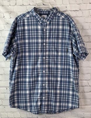 Columbia Men’s XL Blue Plaid S/S Button Up Shirt - Image 1