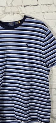 Polo Ralph Lauren Men's XL Classic Fit Blue Striped S/S T-Shirt - Thumbnail 2