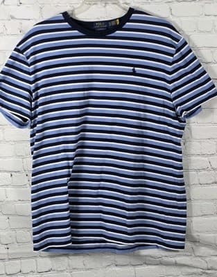 Polo Ralph Lauren Men's XL Classic Fit Blue Striped S/S T-Shirt - Image 1