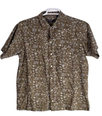 Daniel Cremieux Men's Medium Brown Paisley Short Sleeve Button Up Shirt - Image 1
