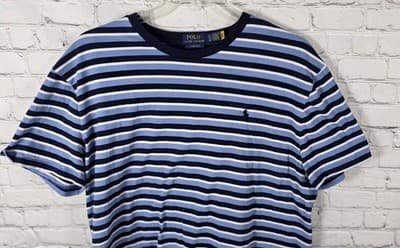 Polo Ralph Lauren Men's XL Classic Fit Blue Striped S/S T-Shirt - Thumbnail 3
