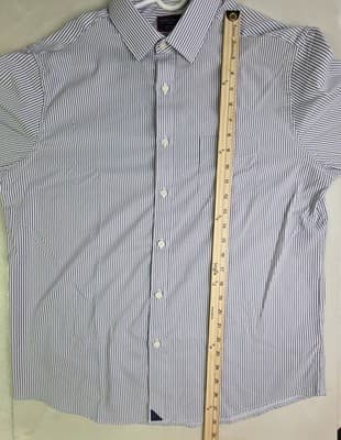 UNTUCkit Men's Large Terzolo Blue Stripe Long Sleeve Button Up Shirt - Thumbnail 8