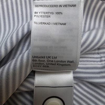UNTUCkit Men's Large Terzolo Blue Stripe Long Sleeve Button Up Shirt - Thumbnail 4