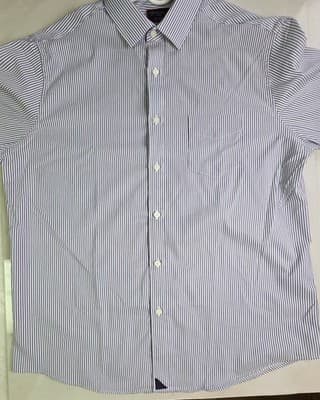 UNTUCkit Men's Large Terzolo Blue Stripe Long Sleeve Button Up Shirt - Thumbnail 2