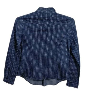 Guess Women's Medium Blue White Polka Dot Pearl Snap Western Shirt - Thumbnail 4
