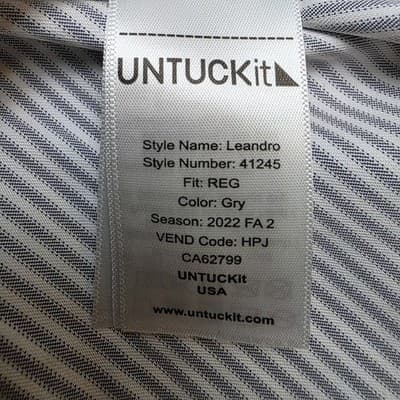 UNTUCkit Men's Large Terzolo Blue Stripe Long Sleeve Button Up Shirt - Thumbnail 3