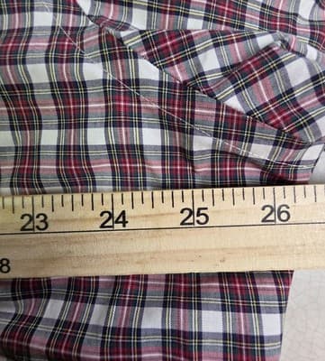Lauren Ralph Lauren Size 17.5/34-35 Gingham Burgundy Plaid Button Up Shirt - Thumbnail 6