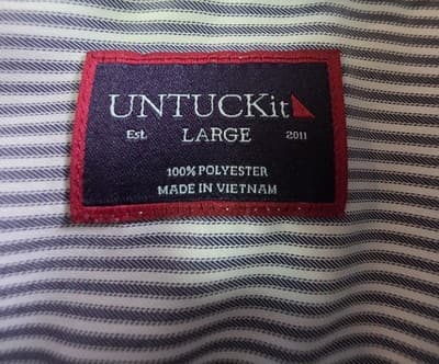 UNTUCkit Men's Large Terzolo Blue Stripe Long Sleeve Button Up Shirt - Thumbnail 5
