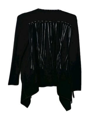 Ariat Trenton Women's Small Black Open Cardigan w/ Black Leather Fringe - Thumbnail 7