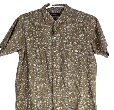 Daniel Cremieux Men's Medium Brown Paisley Short Sleeve Button Up Shirt - Thumbnail 2