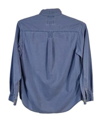 VTG Eddie Bauer Men’s Small Blue Denim Faded Distressed Long Sleeve Shirt - Thumbnail 8