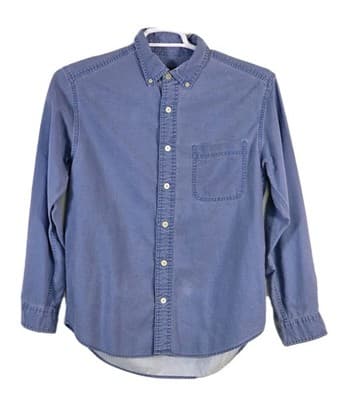 VTG Eddie Bauer Men’s Small Blue Denim Faded Distressed Long Sleeve Shirt - Thumbnail 2