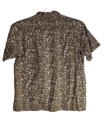 Daniel Cremieux Men's Medium Brown Paisley Short Sleeve Button Up Shirt - Thumbnail 5
