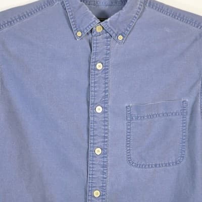 VTG Eddie Bauer Men’s Small Blue Denim Faded Distressed Long Sleeve Shirt - Thumbnail 3