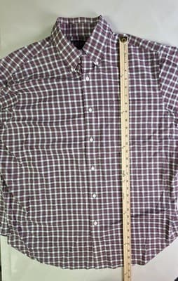 Lauren Ralph Lauren Size 17.5/34-35 Gingham Burgundy Plaid Button Up Shirt - Thumbnail 8