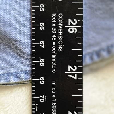 VTG Eddie Bauer Men’s Small Blue Denim Faded Distressed Long Sleeve Shirt - Thumbnail 9