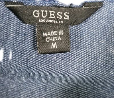 Guess Women's Medium Blue White Polka Dot Pearl Snap Western Shirt - Thumbnail 2
